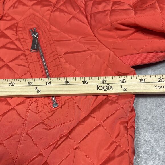 BCBGeneration Quilted Jacket Women’s Medium Orange Sportswear Full Zip Mock Neck - Picture 8 of 12